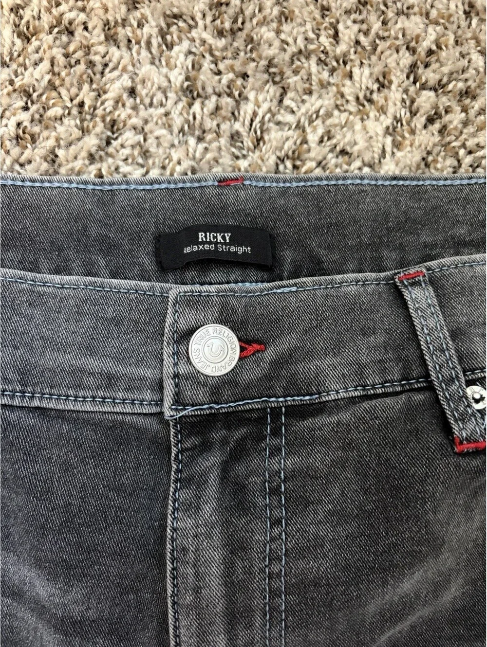 True Religion Ricky Big T Flap Relaxed Straight Fit Jeans Men’s Size 42x30 NWT